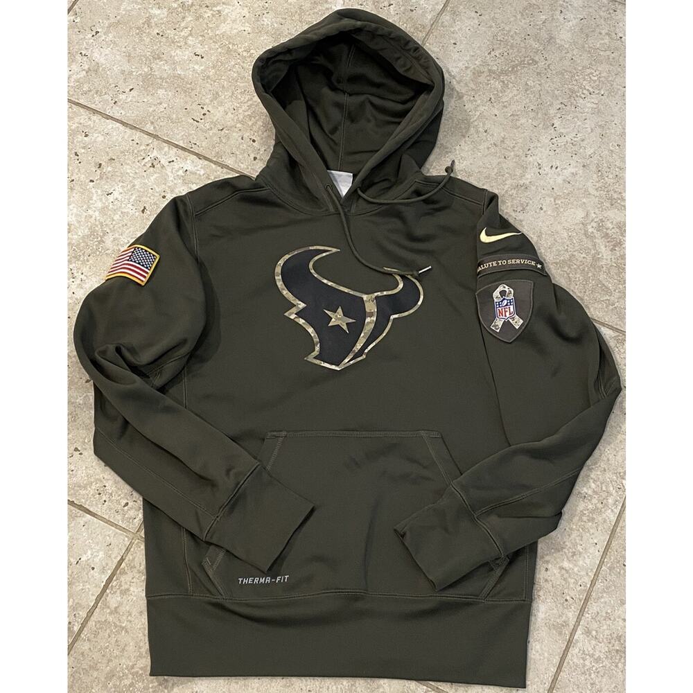 Nike Houston Texans NFL Salute To Service Hoodie S Green Thermal Jacket On Field